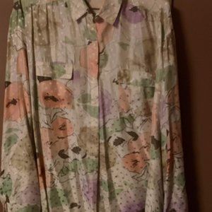 Vintage 100% Silk Women's Tunic Blouse